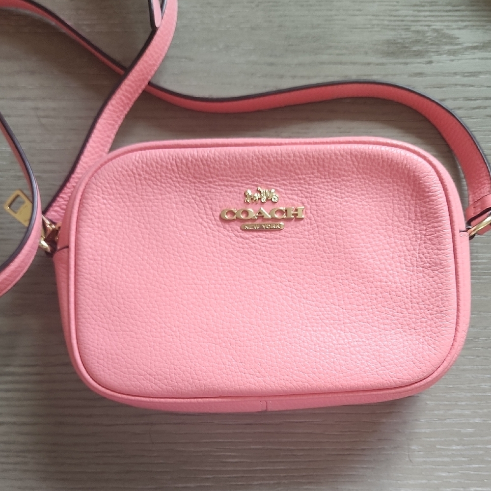 Coach Pink Crossbody Bag with Pebbled Texture